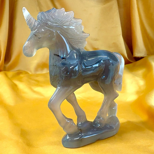 Akaatti - Kristalliyksisarvinen Lumina 300g - 12cm - Valkoisen Liekin Voima