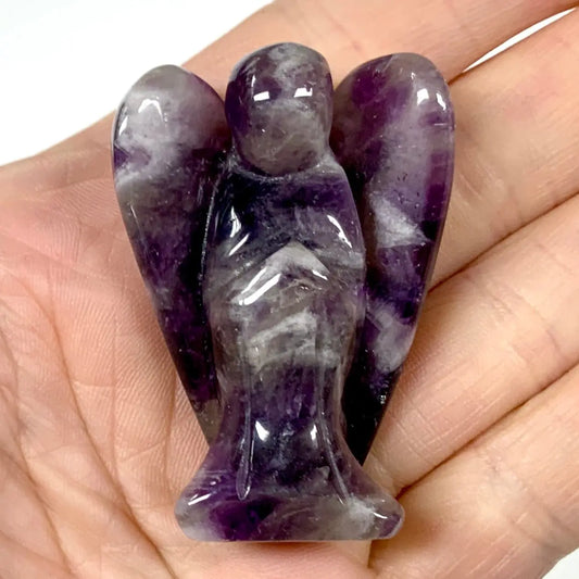 Chevron ametisti - Kristallienkeli – Arkkienkeli Zadkiel 5cm - Valkoisen Liekin Voima