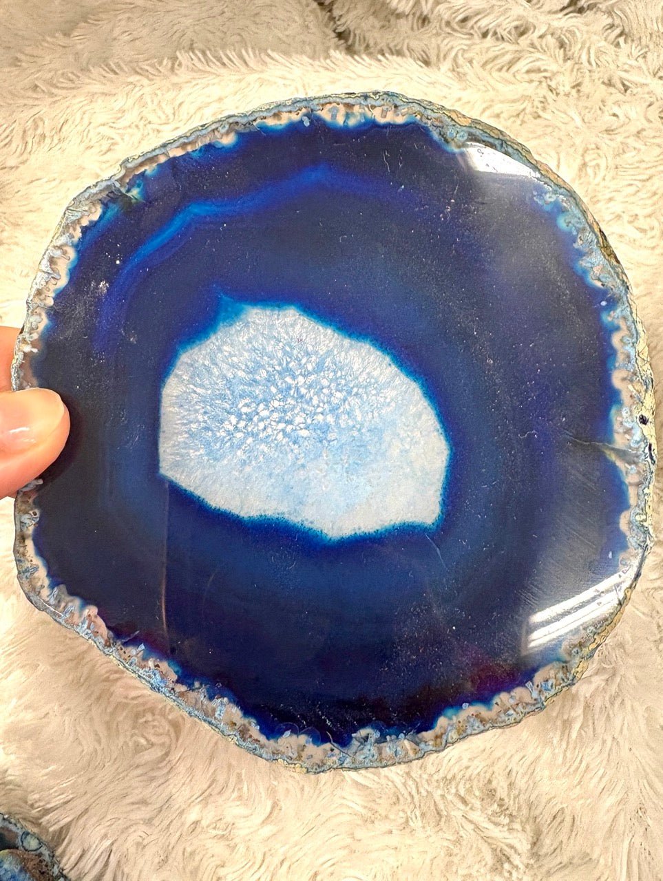 ISO - Sininen Akaattilevy 12cm - 14cm - Valkoisen Liekin Voima