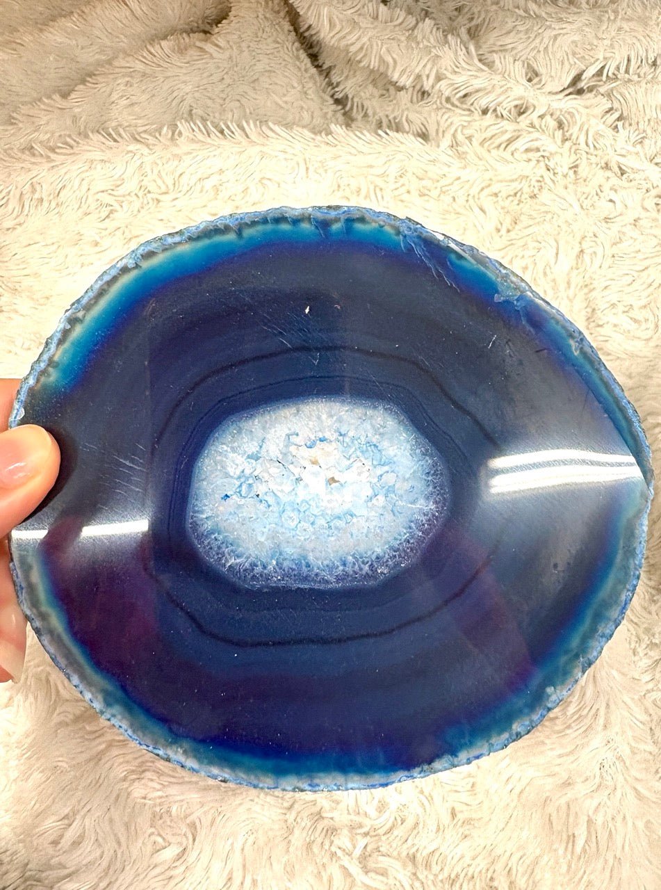 ISO - Sininen Akaattilevy 12cm - 14cm - Valkoisen Liekin Voima