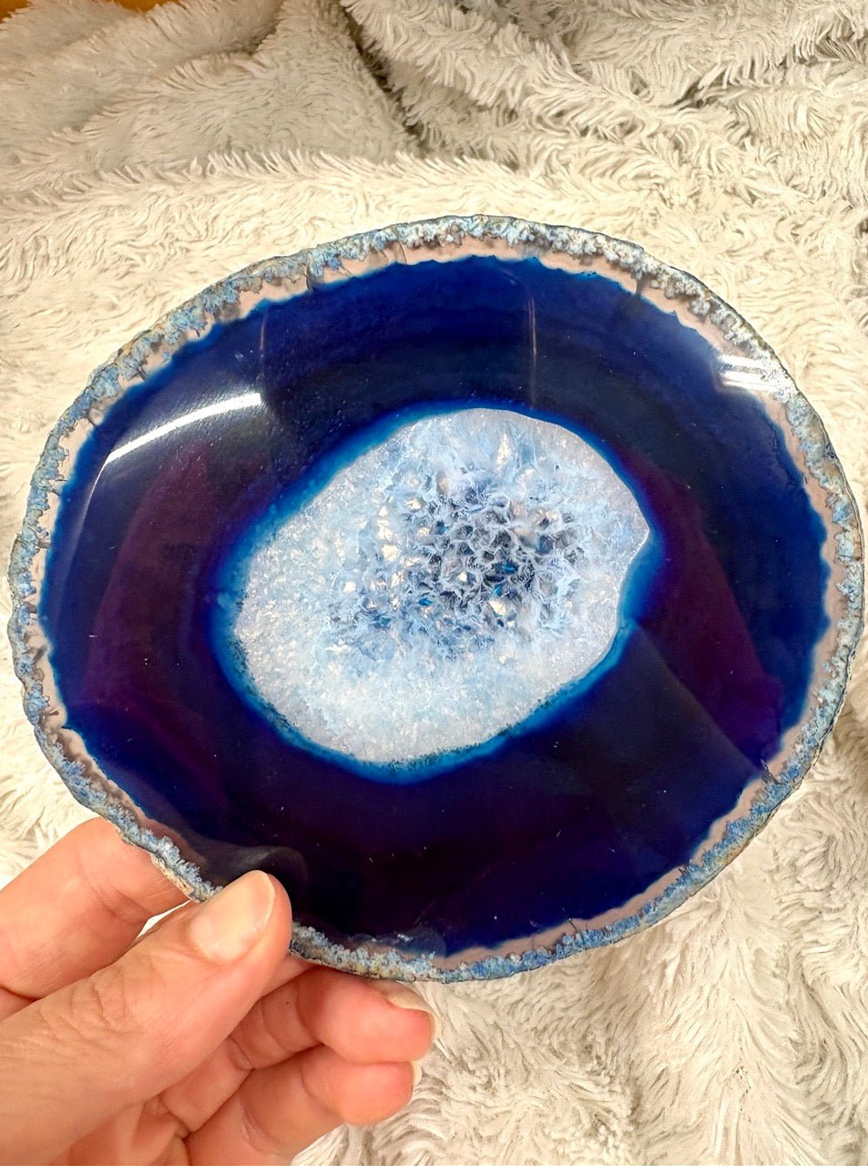 ISO - Sininen Akaattilevy 12cm - 14cm - Valkoisen Liekin Voima