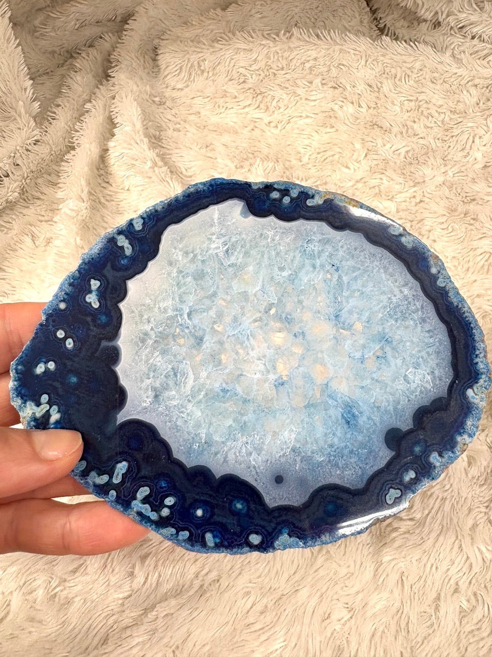 ISO - Sininen Akaattilevy 12cm - 14cm - Valkoisen Liekin Voima
