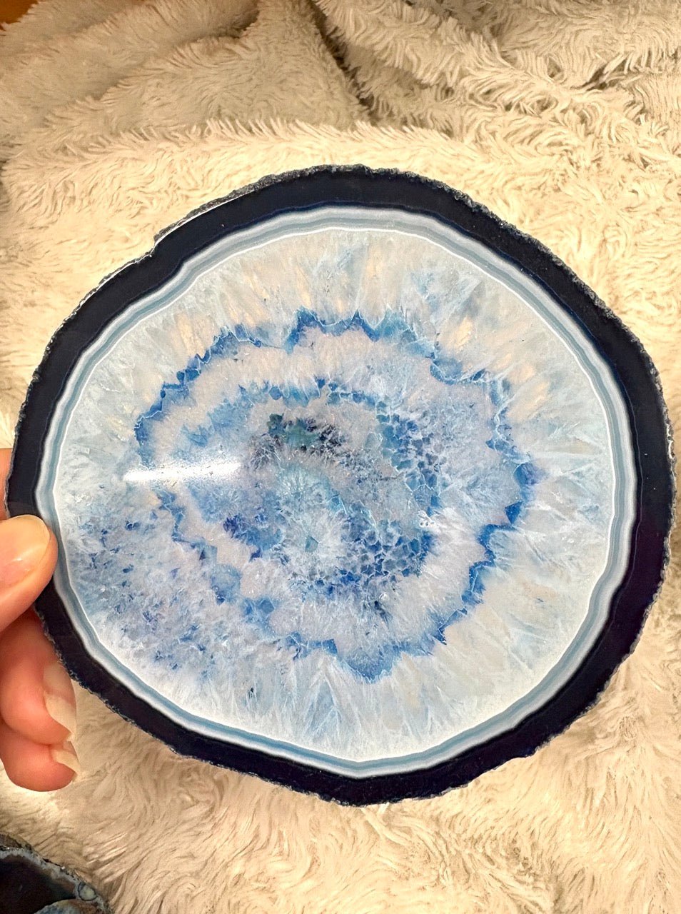 ISO - Sininen Akaattilevy 12cm - 14cm - Valkoisen Liekin Voima