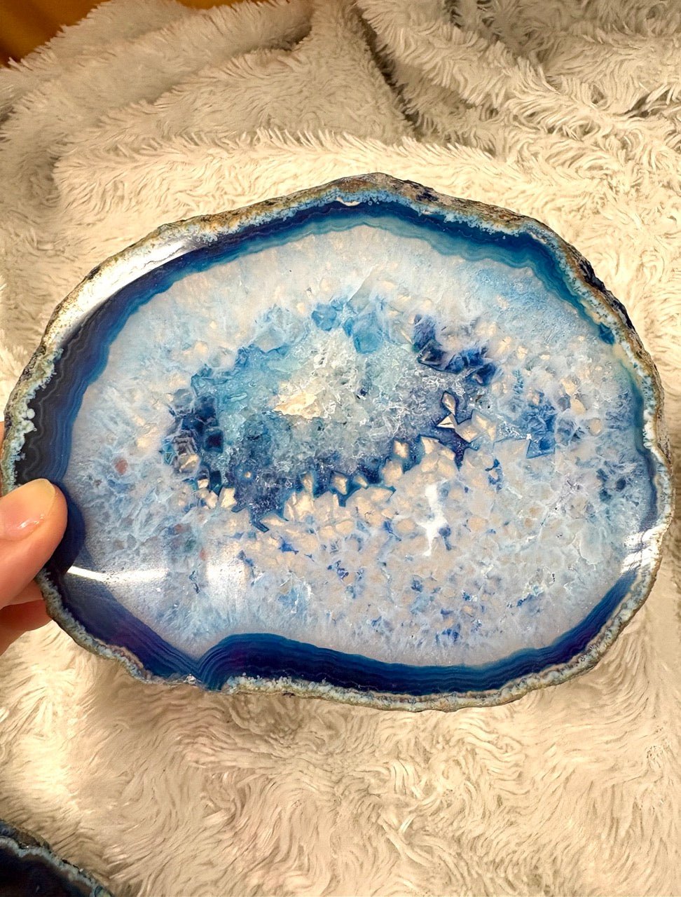 ISO - Sininen Akaattilevy 12cm - 14cm - Valkoisen Liekin Voima