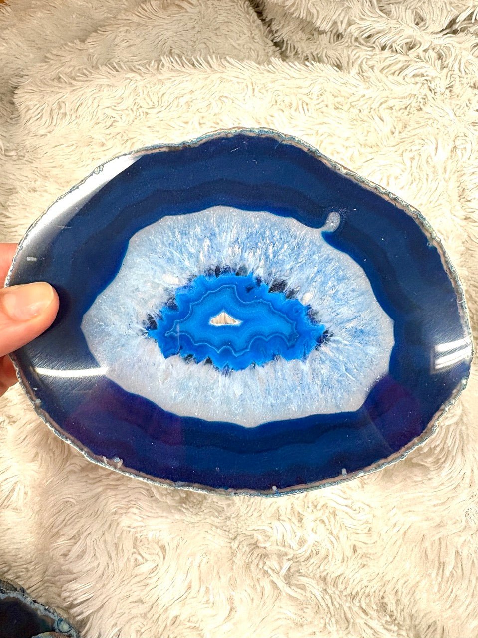 ISO - Sininen Akaattilevy 12cm - 14cm - Valkoisen Liekin Voima