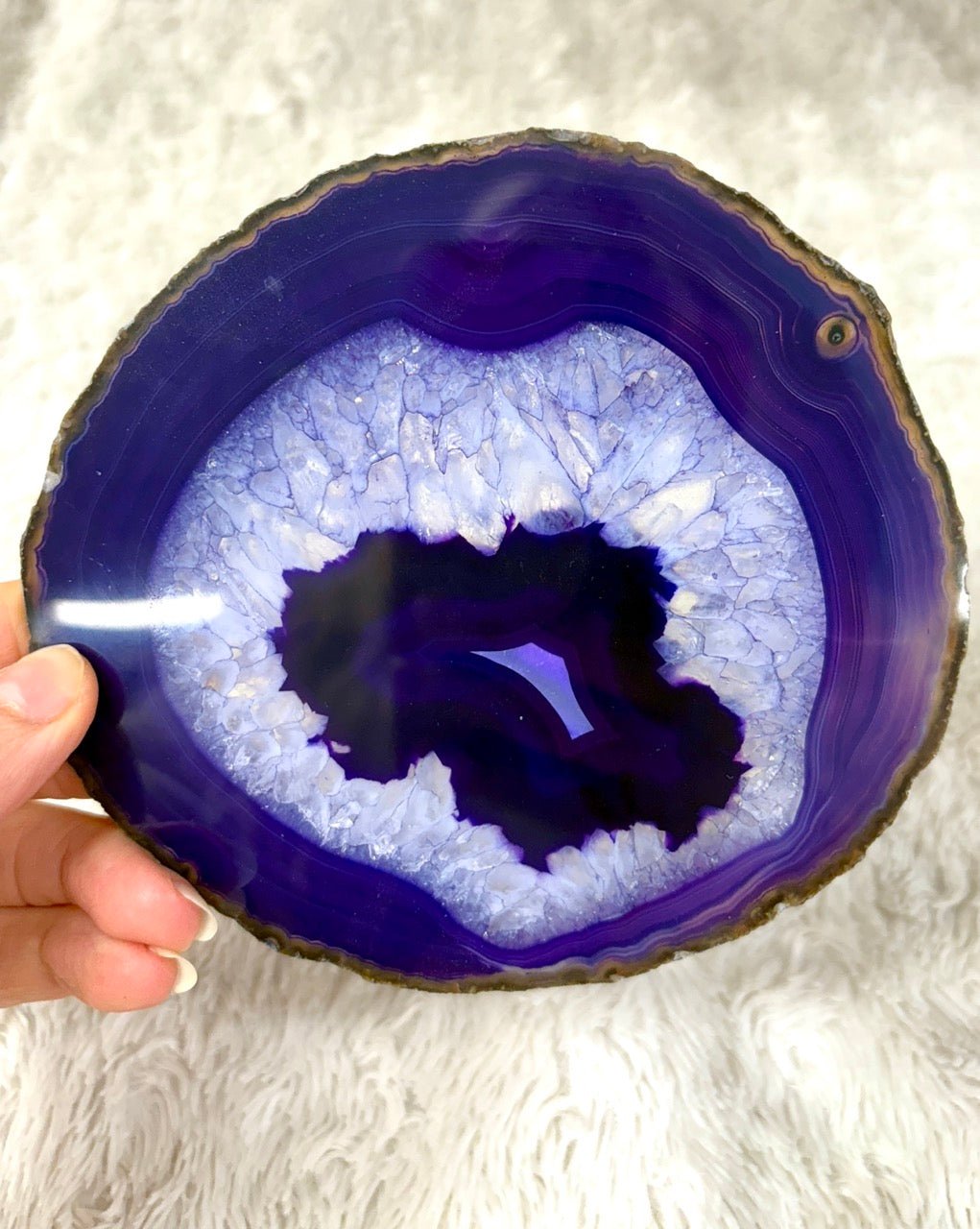Iso uniikki Akaattilevy - Lila - 13cm x 12cm - 200g - Valkoisen Liekin Voima