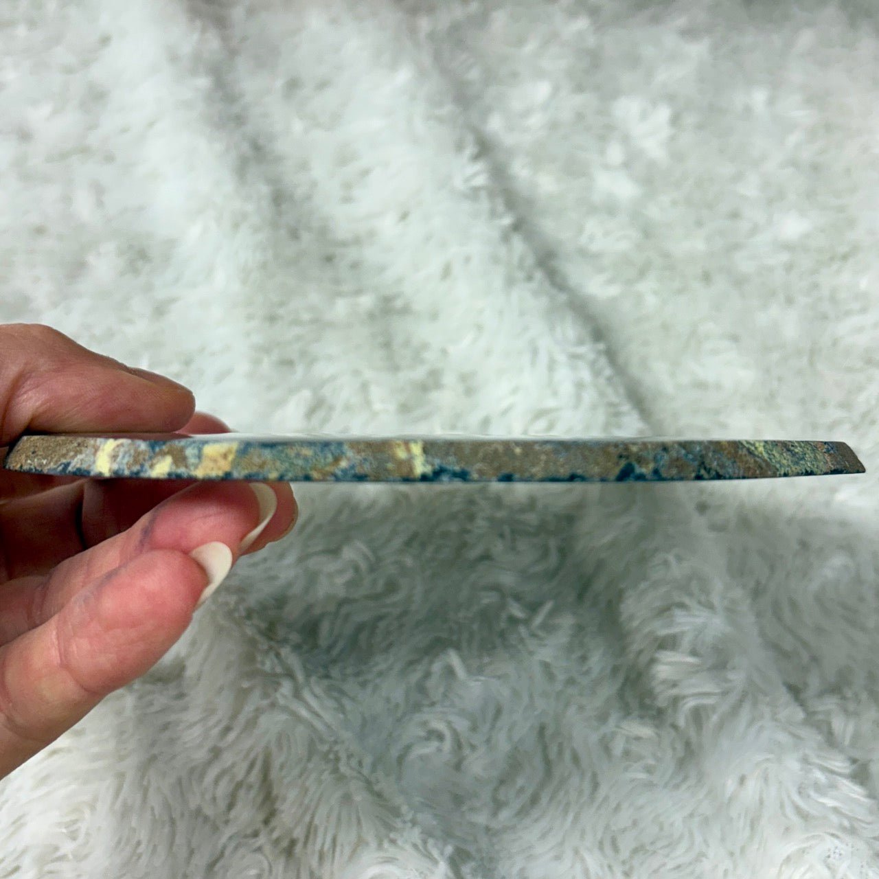 ISO Uniikki Akaattilevy - Musta - 15cm x 14cm - 230g - Valkoisen Liekin Voima