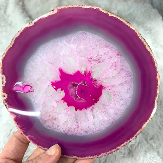 Iso uniikki Akaattilevy - Pinkki - 15,2cm x 14,7cm - 267g - Valkoisen Liekin Voima