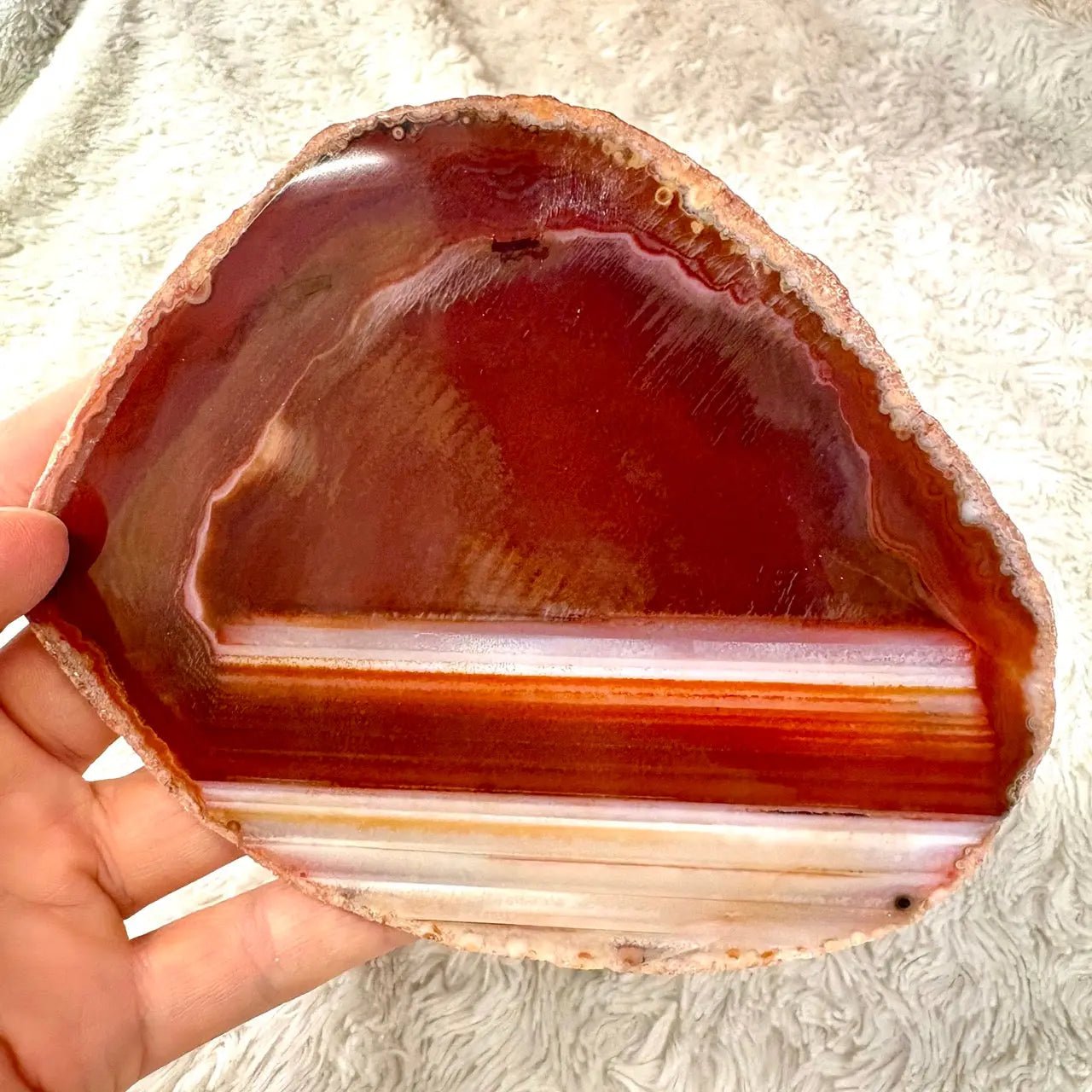 Iso uniikki Akaattilevy - Ruskea - 13cm x 11cm - 150g - Valkoisen Liekin Voima