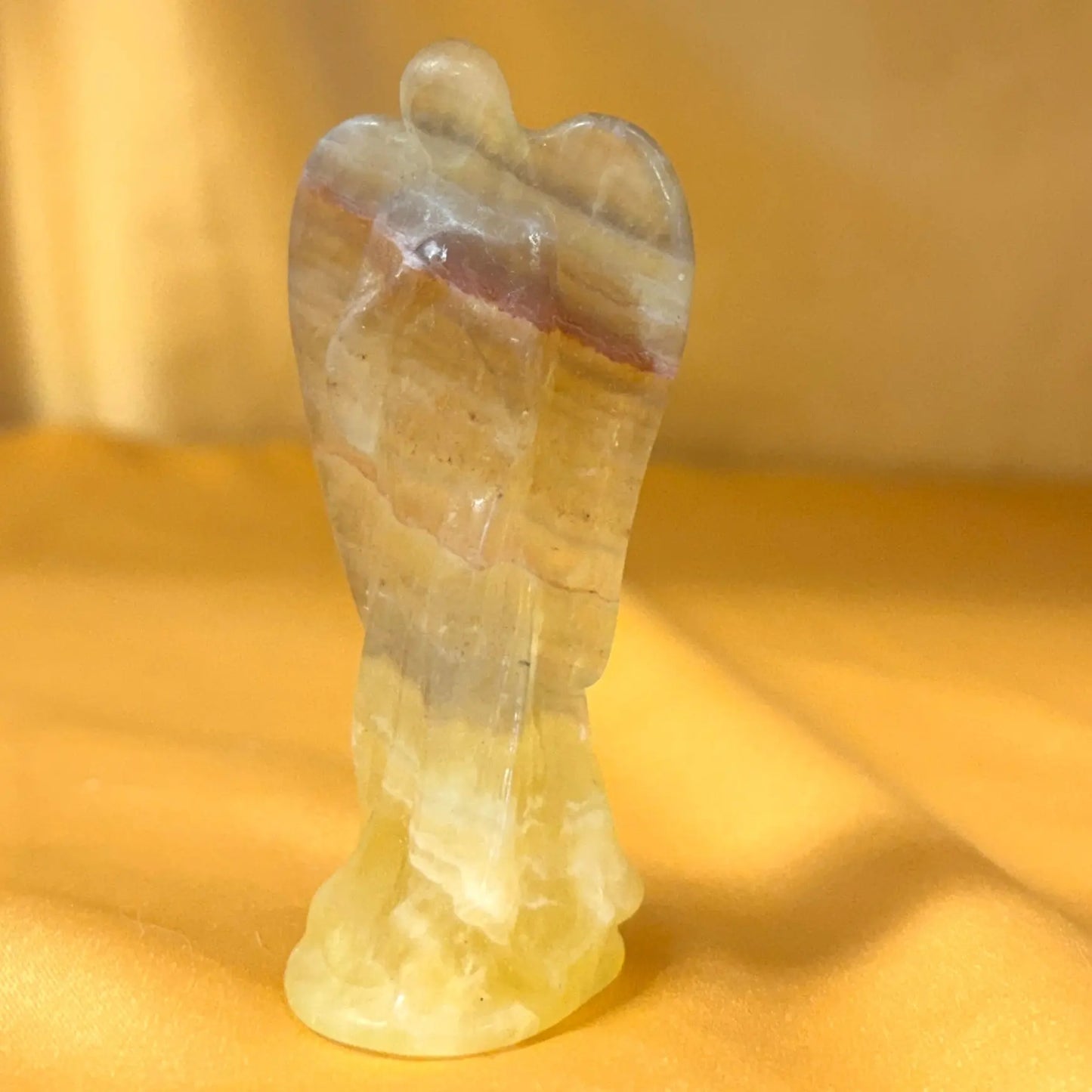 Keltainen fluoriitti - Kristallienkeli - Arkkienkeli Jofiel 8cm - Valkoisen Liekin Voima