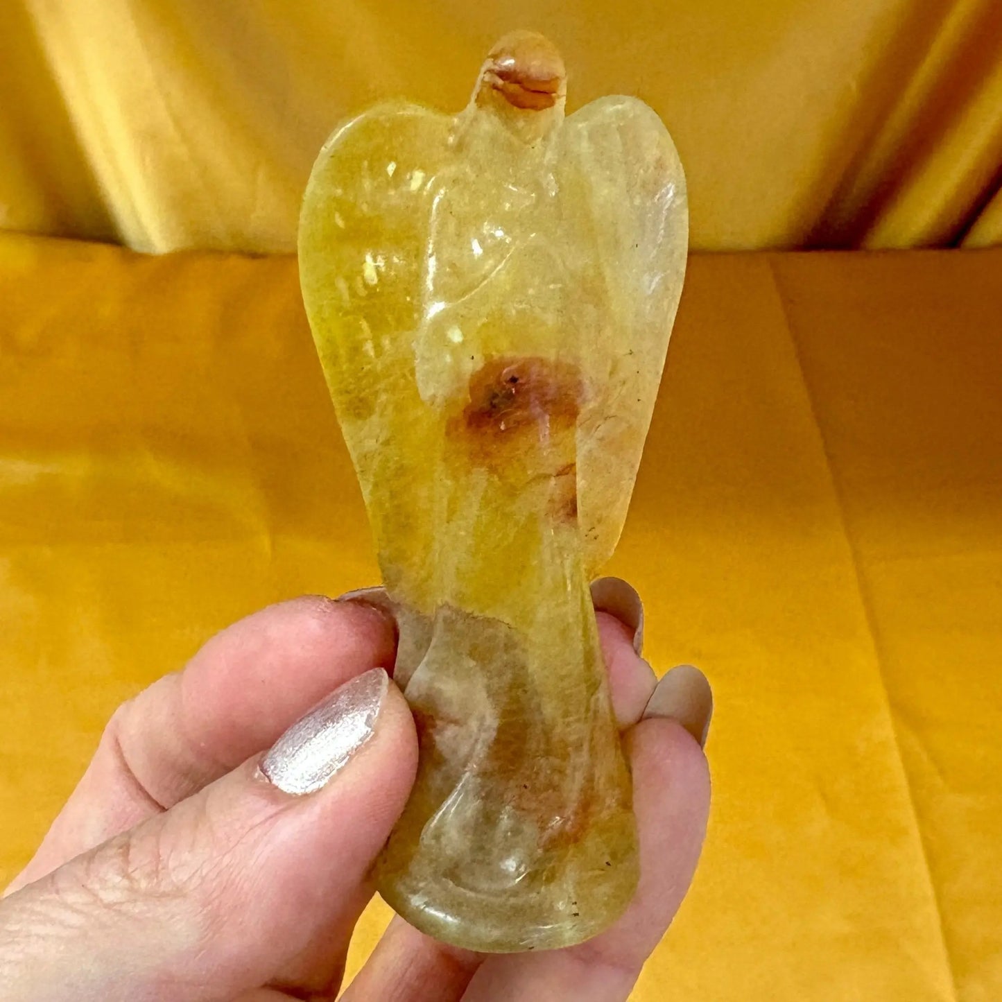 Keltainen fluoriitti - Kristallienkeli - Arkkienkeli Jofiel 8cm - Valkoisen Liekin Voima