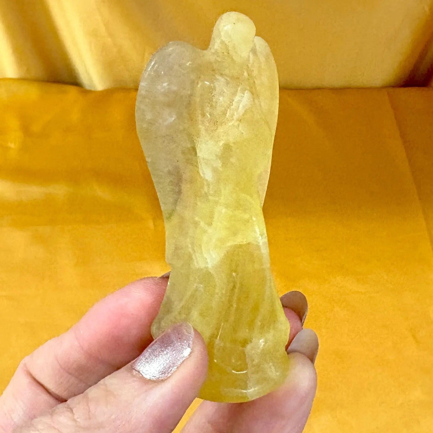 Keltainen fluoriitti - Kristallienkeli - Arkkienkeli Jofiel 8cm - Valkoisen Liekin Voima