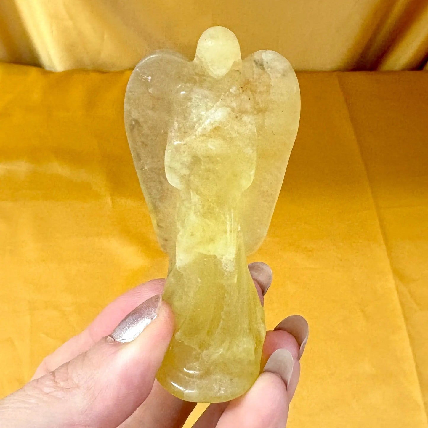 Keltainen fluoriitti - Kristallienkeli - Arkkienkeli Jofiel 8cm - Valkoisen Liekin Voima