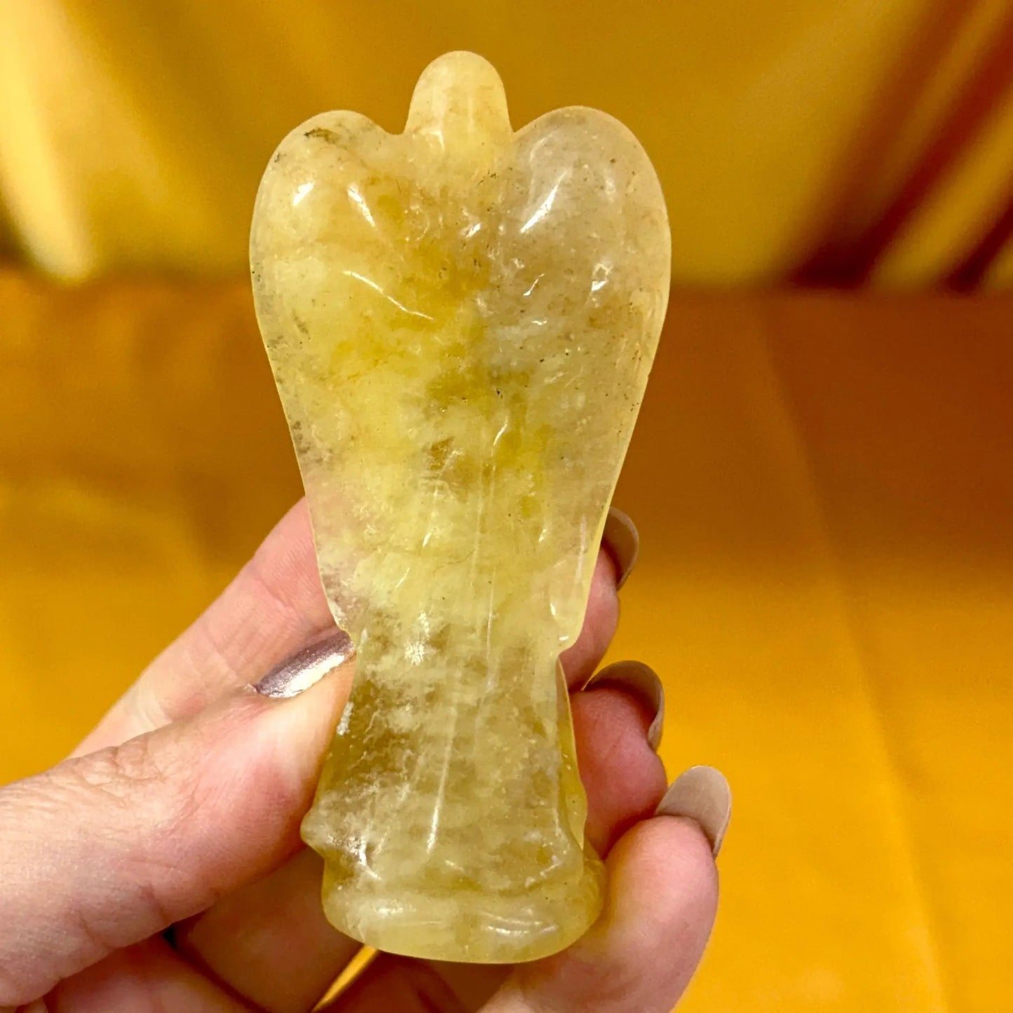 Keltainen fluoriitti - Kristallienkeli - Arkkienkeli Jofiel 8cm - Valkoisen Liekin Voima