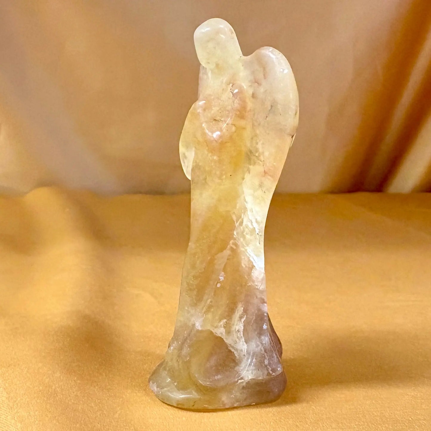 Keltainen fluoriitti - Kristallienkeli - Arkkienkeli Jofiel 8cm - Valkoisen Liekin Voima