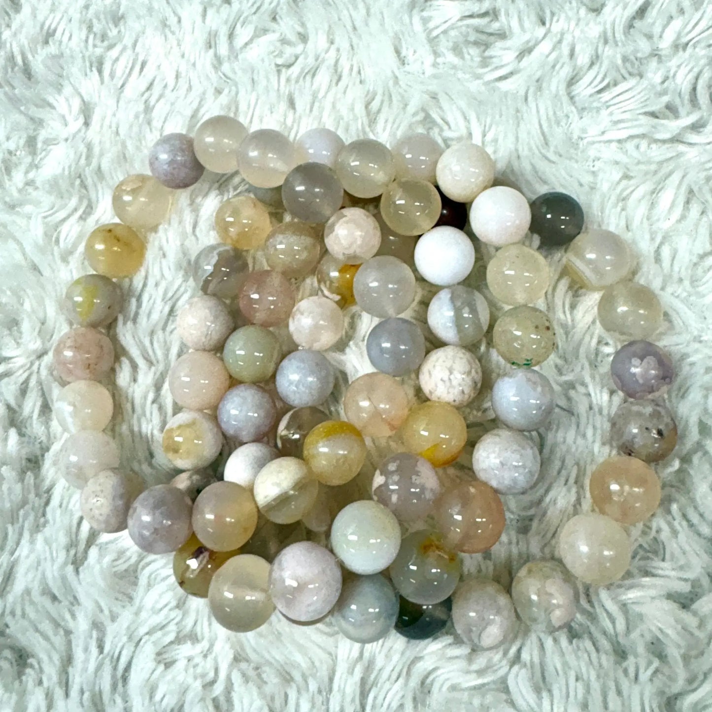 Kirsikankukka - akaatti - Rannekoru - Auttaa menestymään ja ottamaan koko potentiaalin käyttöön - Valkoisen Liekin Voima