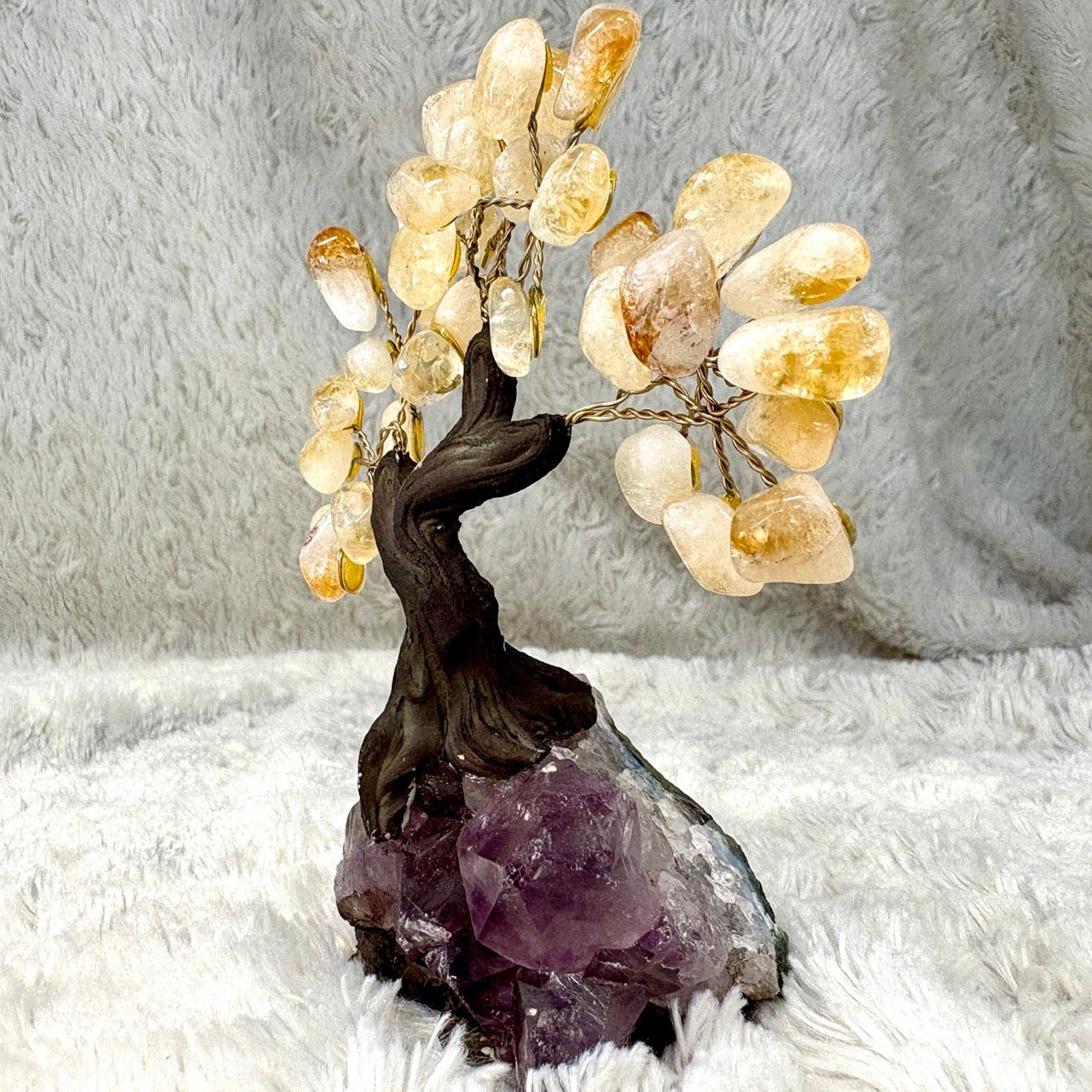 Kristallipuu - Sitriini - Ametisti 13cm - 03 - Valkoisen Liekin Voima