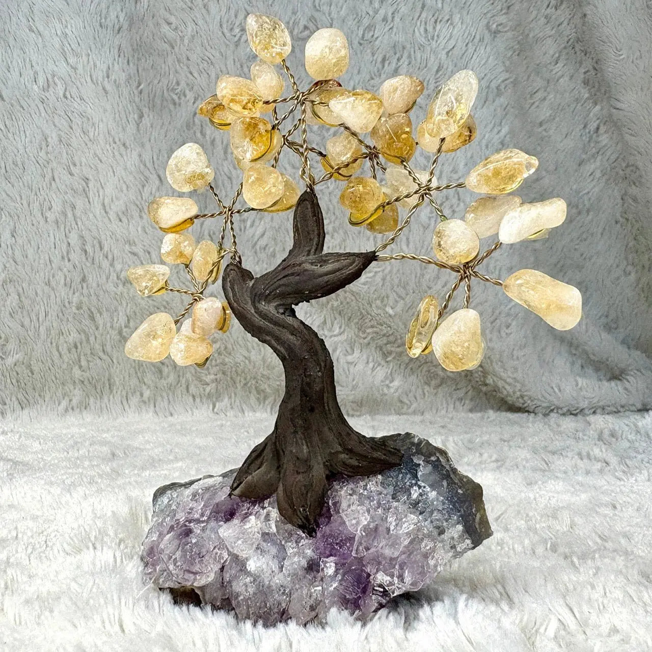 Kristallipuu - Sitriini - Ametisti 14cm - 02 - Valkoisen Liekin Voima