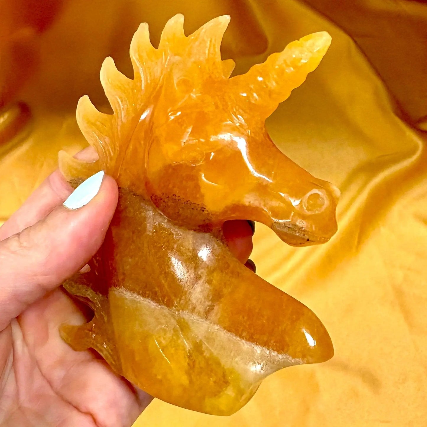 Oranssi kalsiitti - Kristalliyksisarvinen Kultasäde - 10,5cm - Valkoisen Liekin Voima