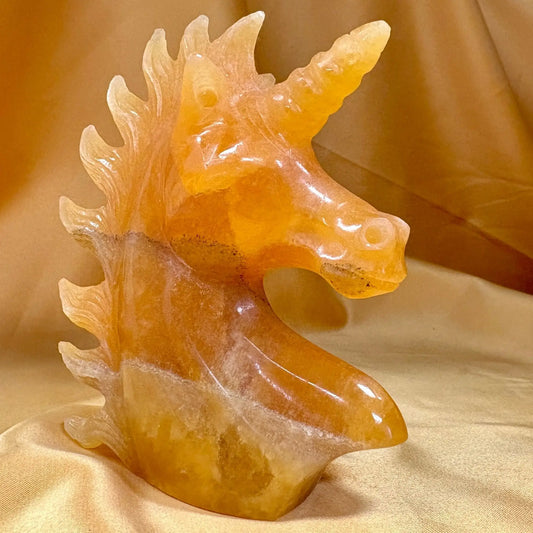 Oranssi kalsiitti - Kristalliyksisarvinen Kultasäde - 10,5cm - Valkoisen Liekin Voima