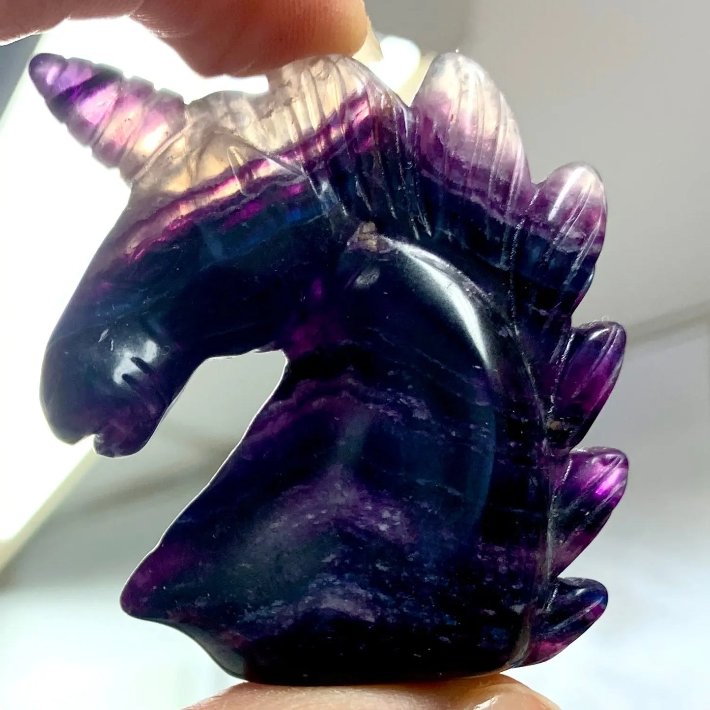 Purppurafluoriitti - Kristalliyksisarvinen Celestia 5cm - Valkoisen Liekin Voima