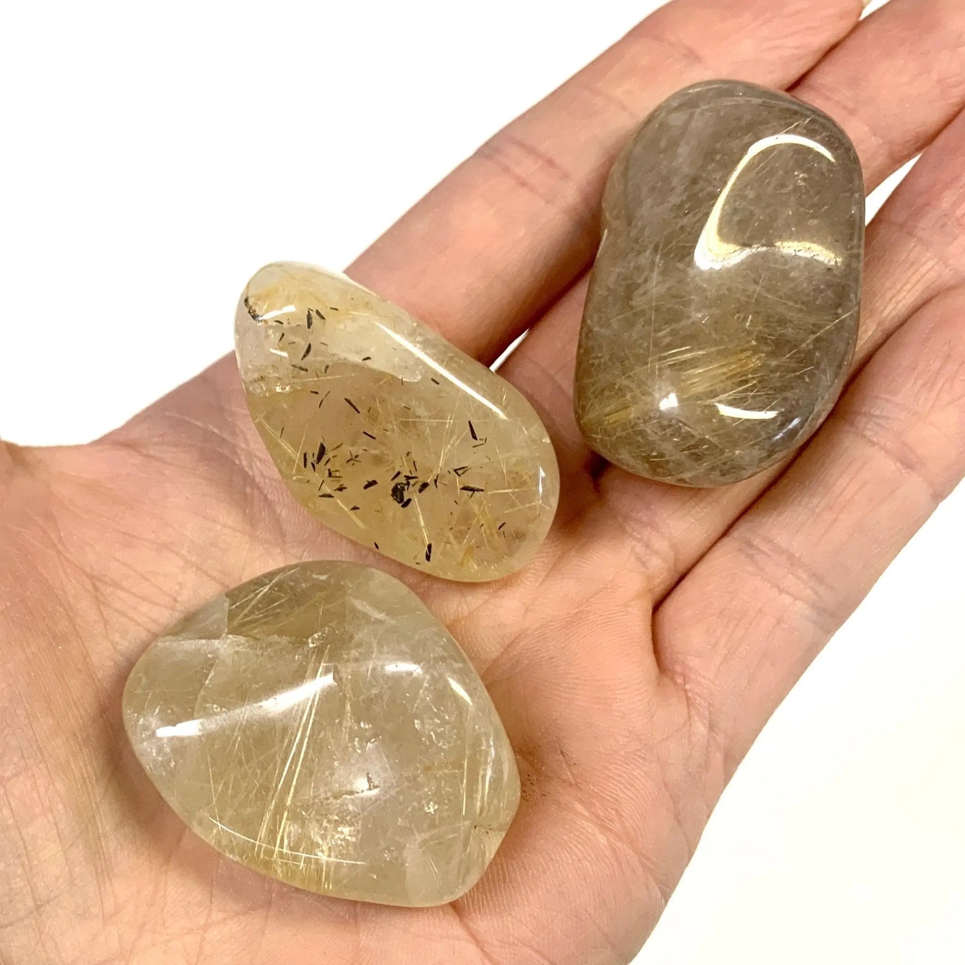 Kultainen Rutiilikvartsi - Kämmenkivi 3 - 5cm - Valkoisen Liekin Voima