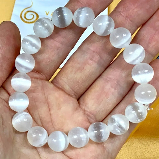 Seleniitti - Rannekoru - Avaa yhteyttä valomaailmaan, vahvistaa kanavointikykyä - Valkoisen Liekin Voima