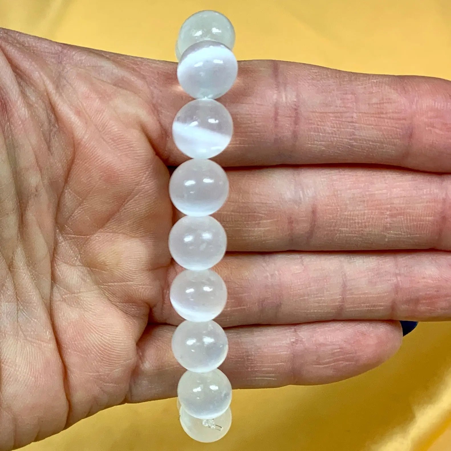 Seleniitti - Rannekoru - Avaa yhteyttä valomaailmaan, vahvistaa kanavointikykyä - Valkoisen Liekin Voima