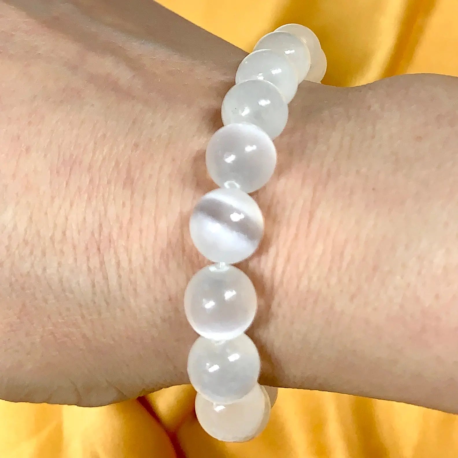 Seleniitti - Rannekoru - Avaa yhteyttä valomaailmaan, vahvistaa kanavointikykyä - Valkoisen Liekin Voima