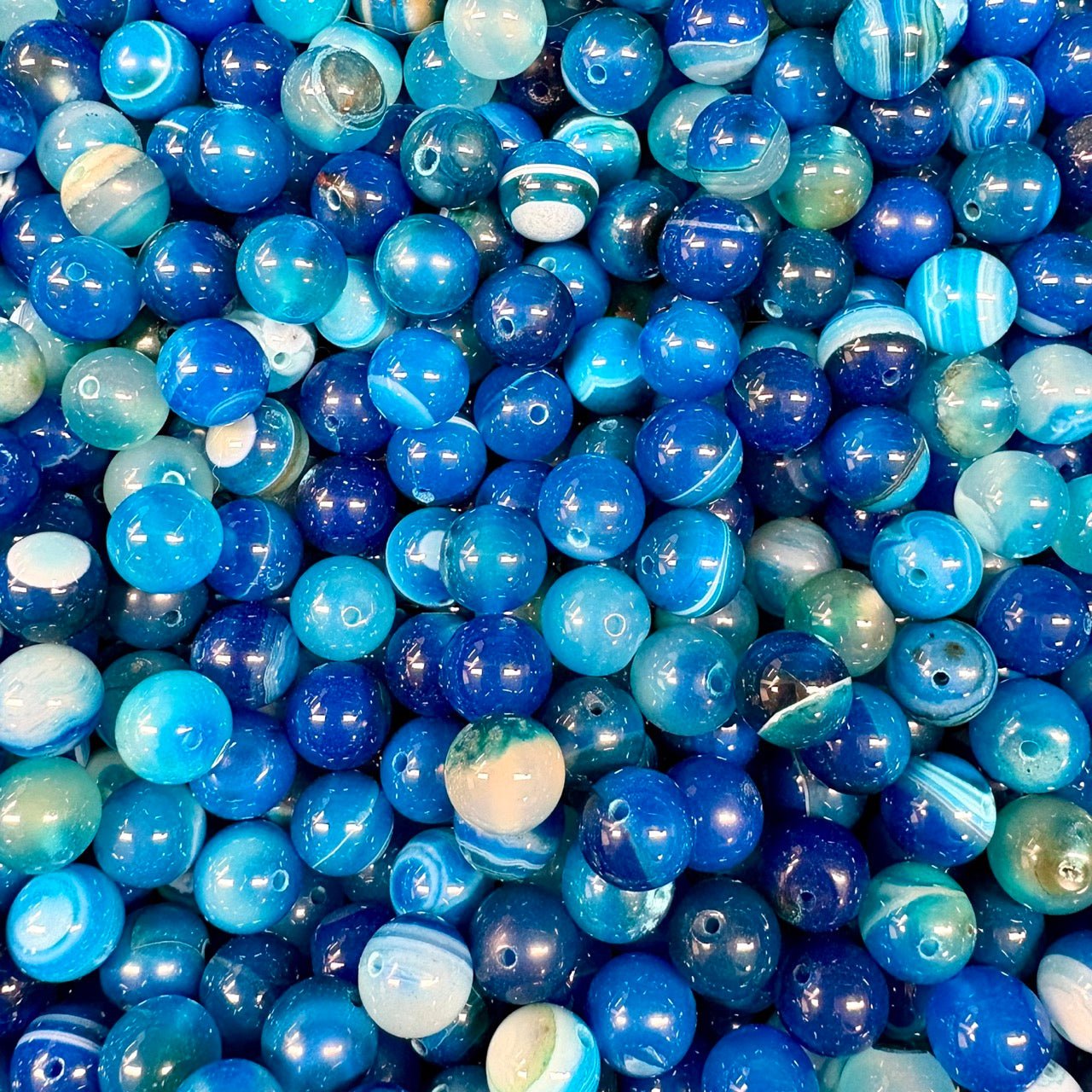 Sininen akaatti - Rannekoru - Lisää luottamusta ja toivoa - Valkoisen Liekin Voima