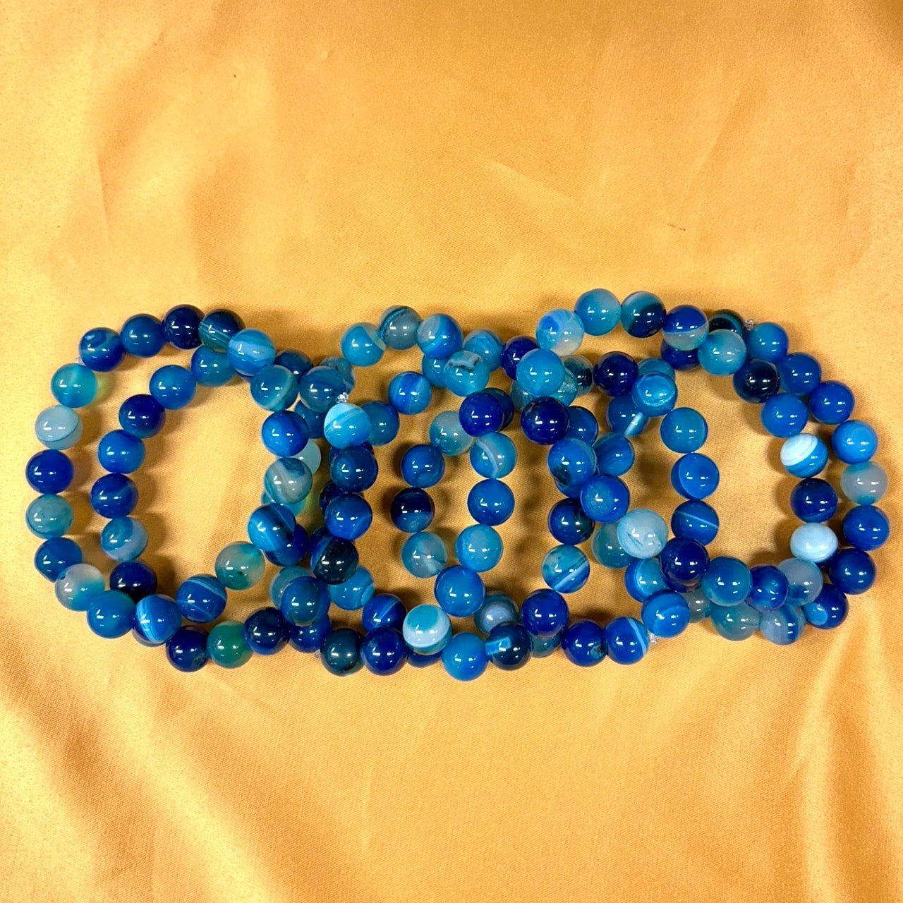 Sininen akaatti - Rannekoru - Lisää luottamusta ja toivoa - Valkoisen Liekin Voima