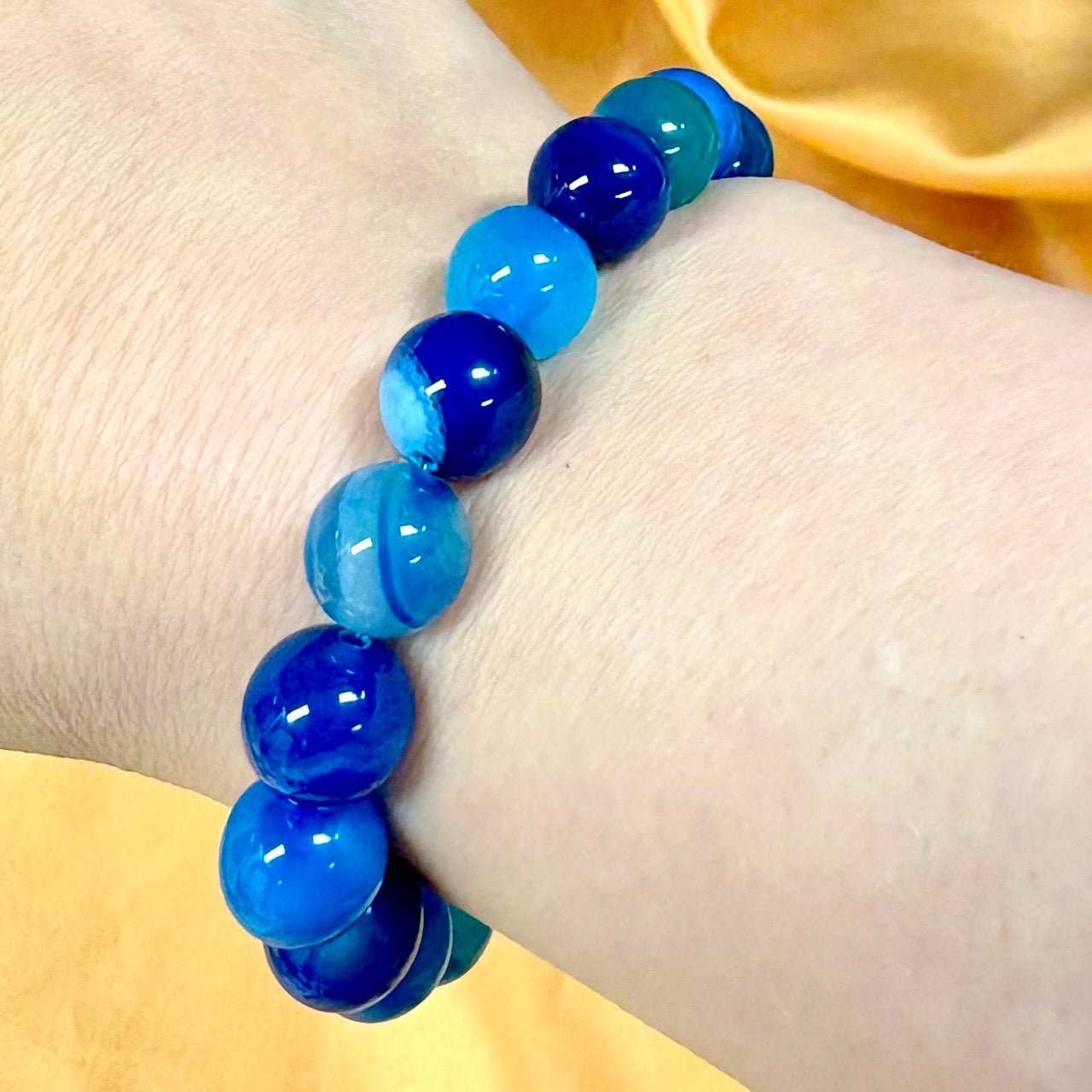 Sininen akaatti - Rannekoru - Lisää luottamusta ja toivoa - Valkoisen Liekin Voima