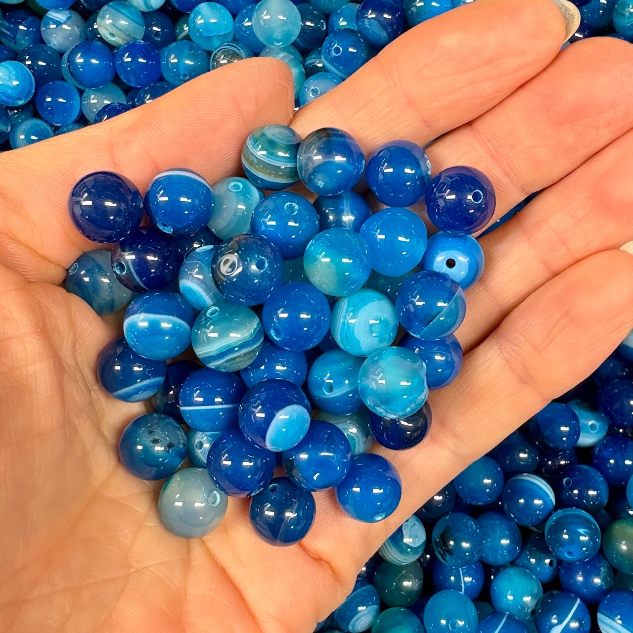 Sininen akaatti - Rannekoru - Lisää luottamusta ja toivoa - Valkoisen Liekin Voima