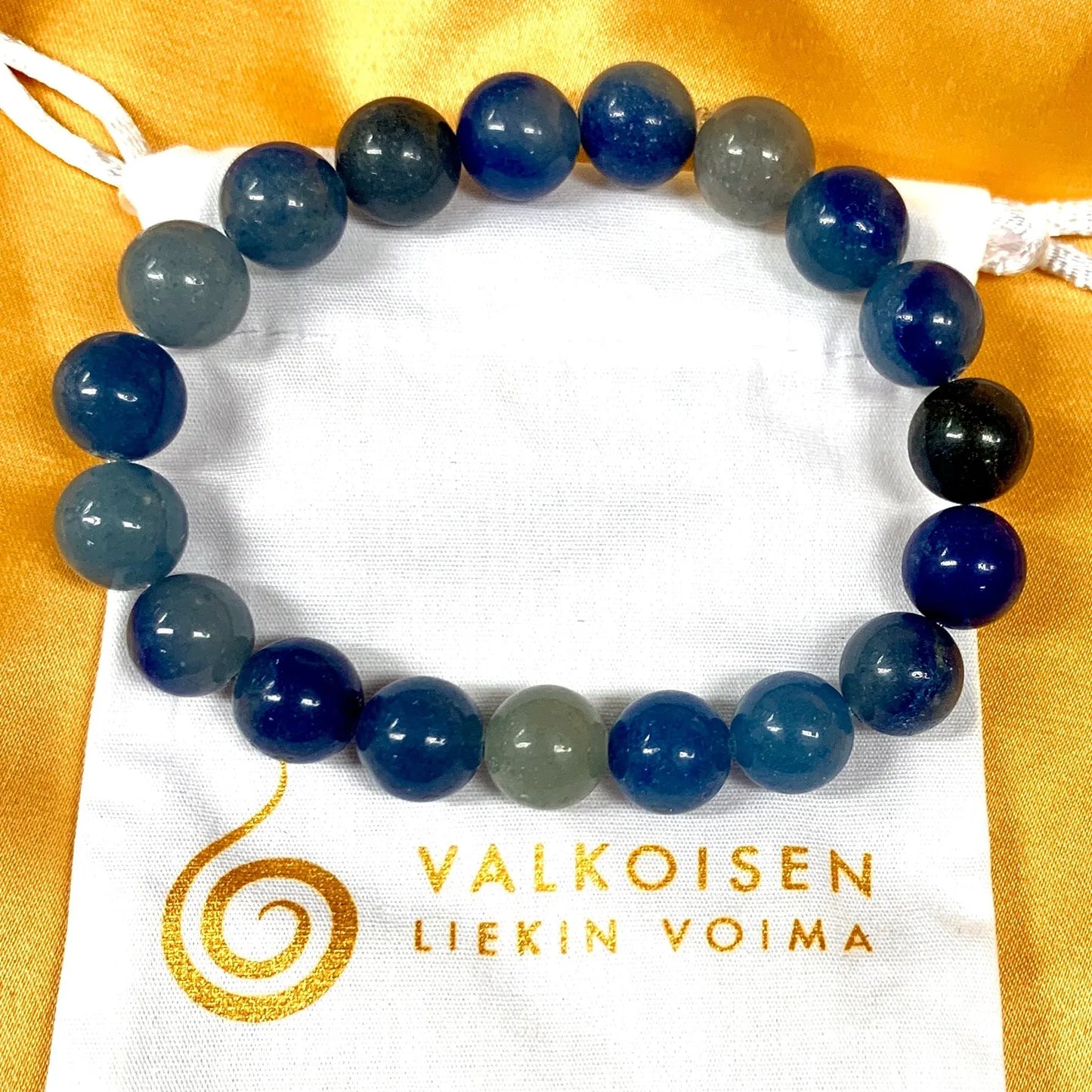 Sininen aventuriini - Rannekoru - Rauhoittaa hermostoa, kohottaa apeaa mieltä - Valkoisen Liekin Voima