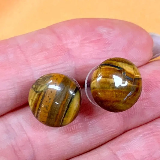 Tiikerinsilmä - Nappikorvakorut - Viritetty Arkkienkeli Metatronin energiaan - Valkoisen Liekin Voima