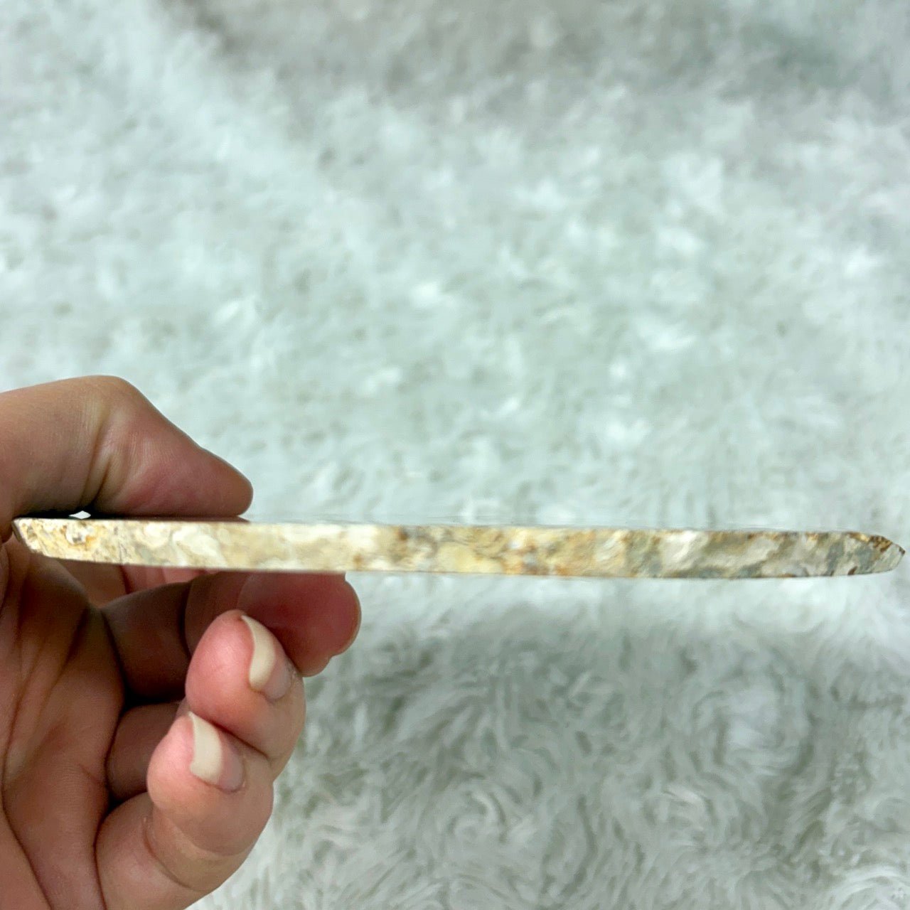 Uniikki Akaattilevy - Toffee - 13cm x 12cm - 170g - Valkoisen Liekin Voima