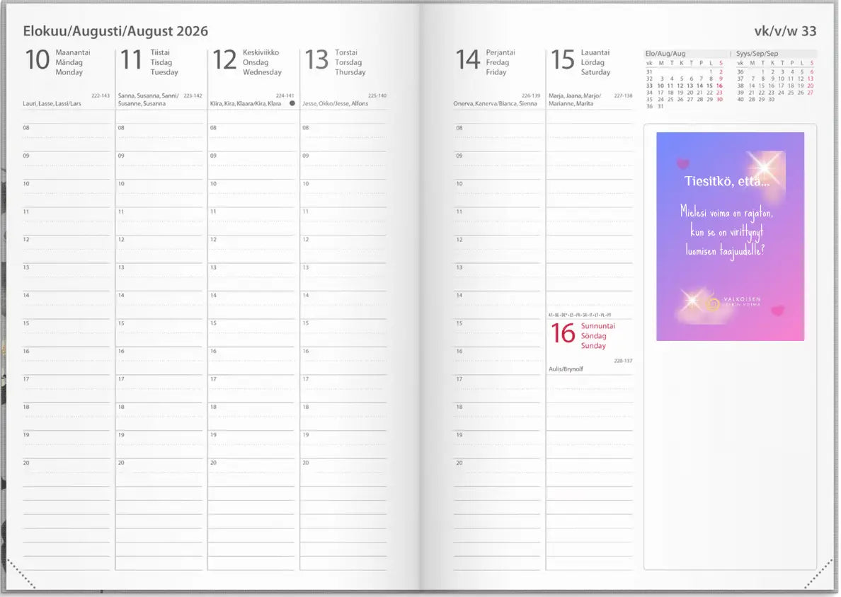 Valkoisen Liekin Voiman Affirmaatio - Kalenteri 2026 - Ansaitset parasta - Valkoisen Liekin Voima