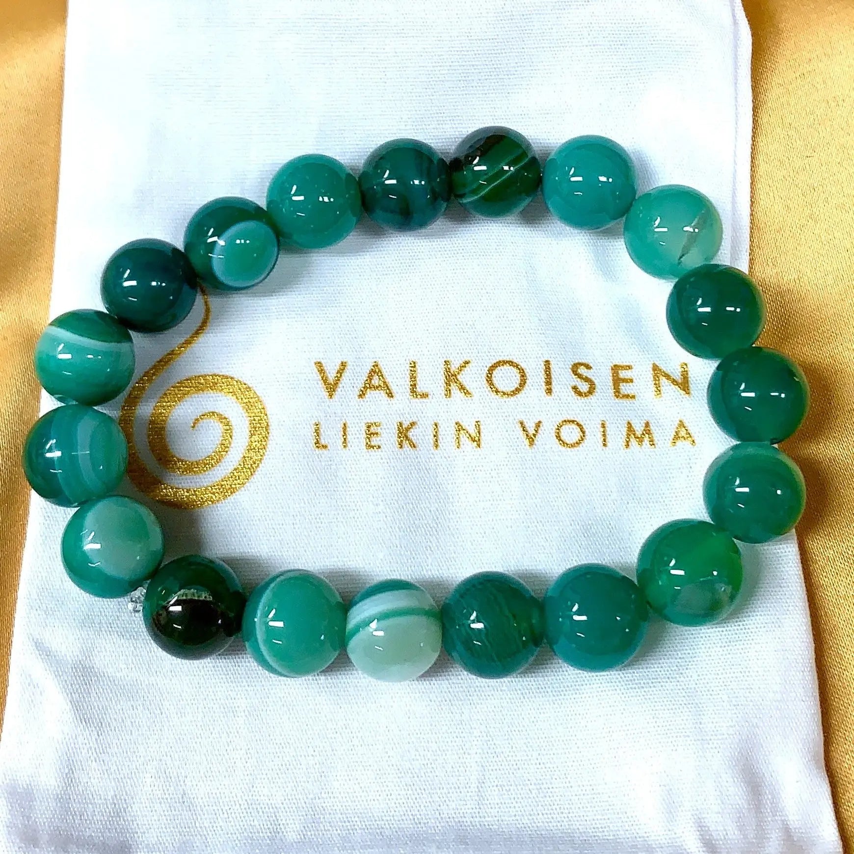 Vihreä akaatti - Rannekoru - Tuo elinvoimaa, parannusta ja runsautta - Valkoisen Liekin Voima