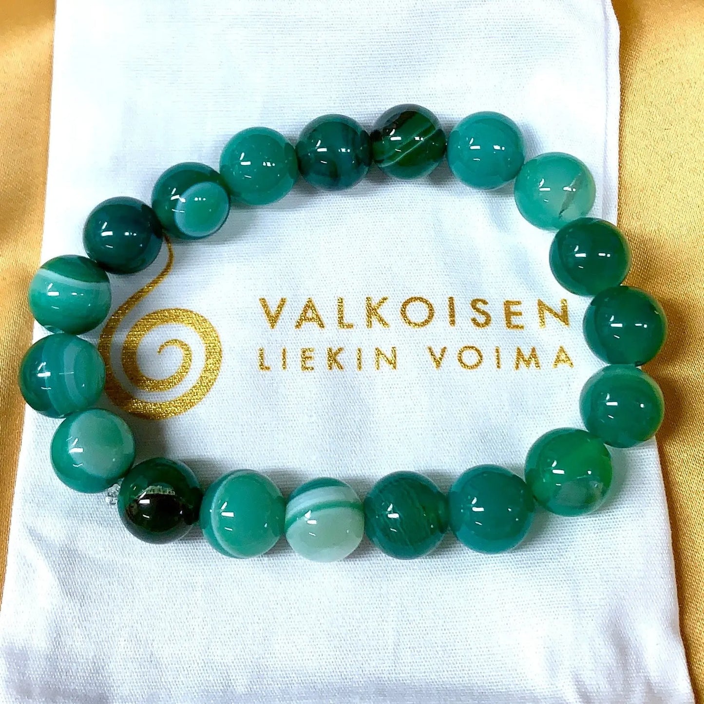 Vihreä akaatti - Rannekoru - Tuo elinvoimaa, parannusta ja runsautta - Valkoisen Liekin Voima