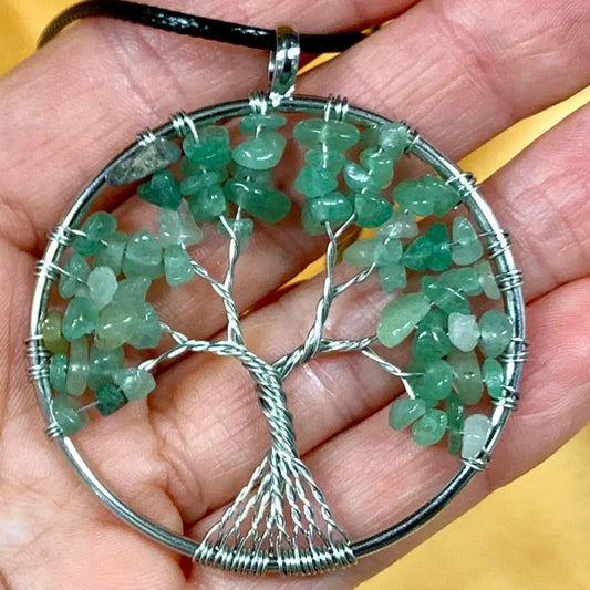 Vihreä aventuriini - Elämänpuu kaulakoru - 5cm - Valkoisen Liekin Voima