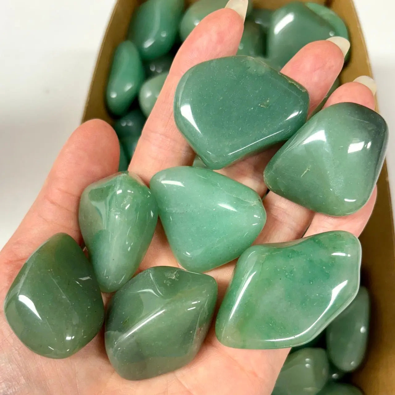 Vihreä kvartsi kämmenkivi - Kantaa Arkkienkeli Rafaelin energiaa 3 - 5cm - Valkoisen Liekin Voima