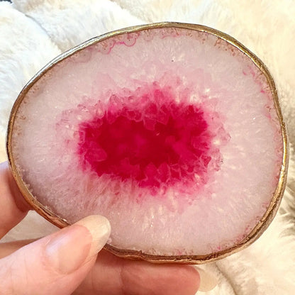 Akaattilevy kultareunoilla - Pinkki - Uniikki kappale 016