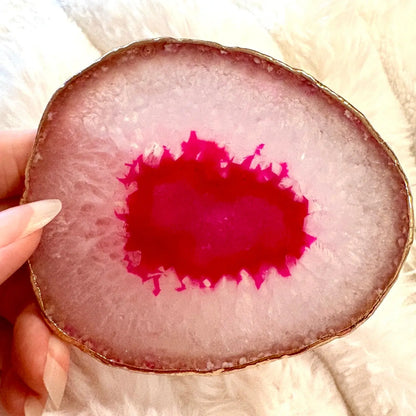 Akaattilevy kultareunoilla - Pinkki - Uniikki kappale 016