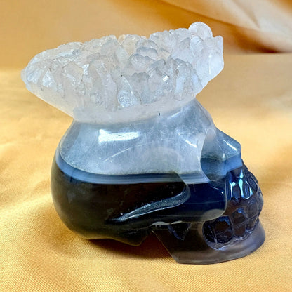 Kristallikallo Merlin - Akaatti, geodikruunulla - 08