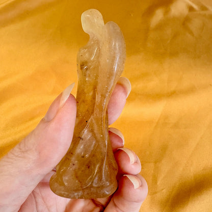 Keltainen fluoriitti - Kristallienkeli - Arkkienkeli Jofiel 8cm