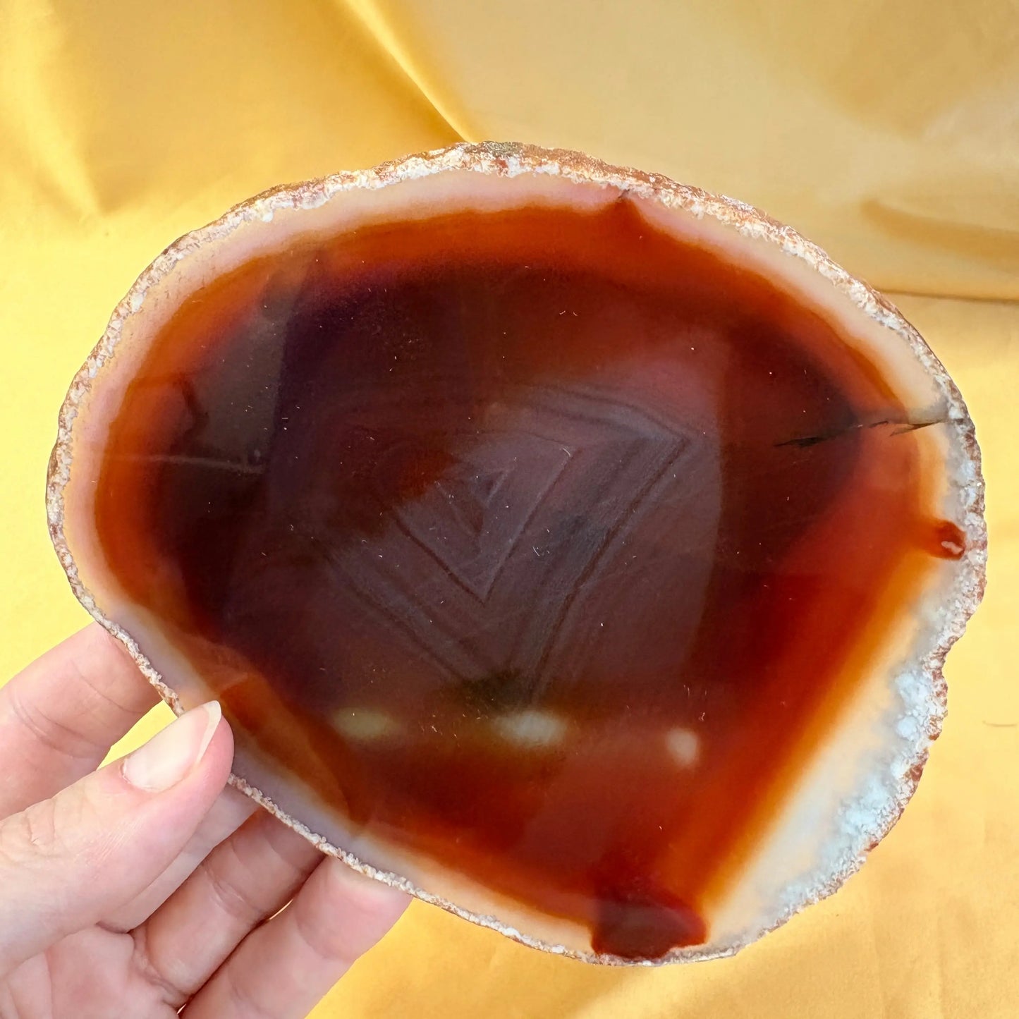 Iso uniikki Akaattilevy - Punaruskea - 13cm - 145g