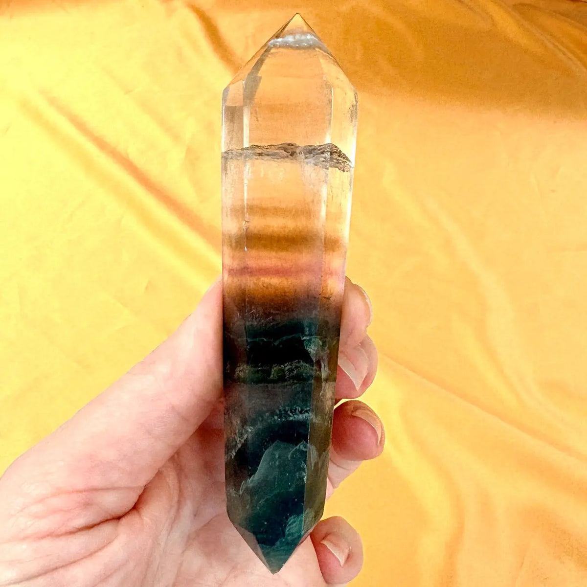 Merlinin Tuplakärki - Sateenkaarifluoriitti - 12cm - 130g