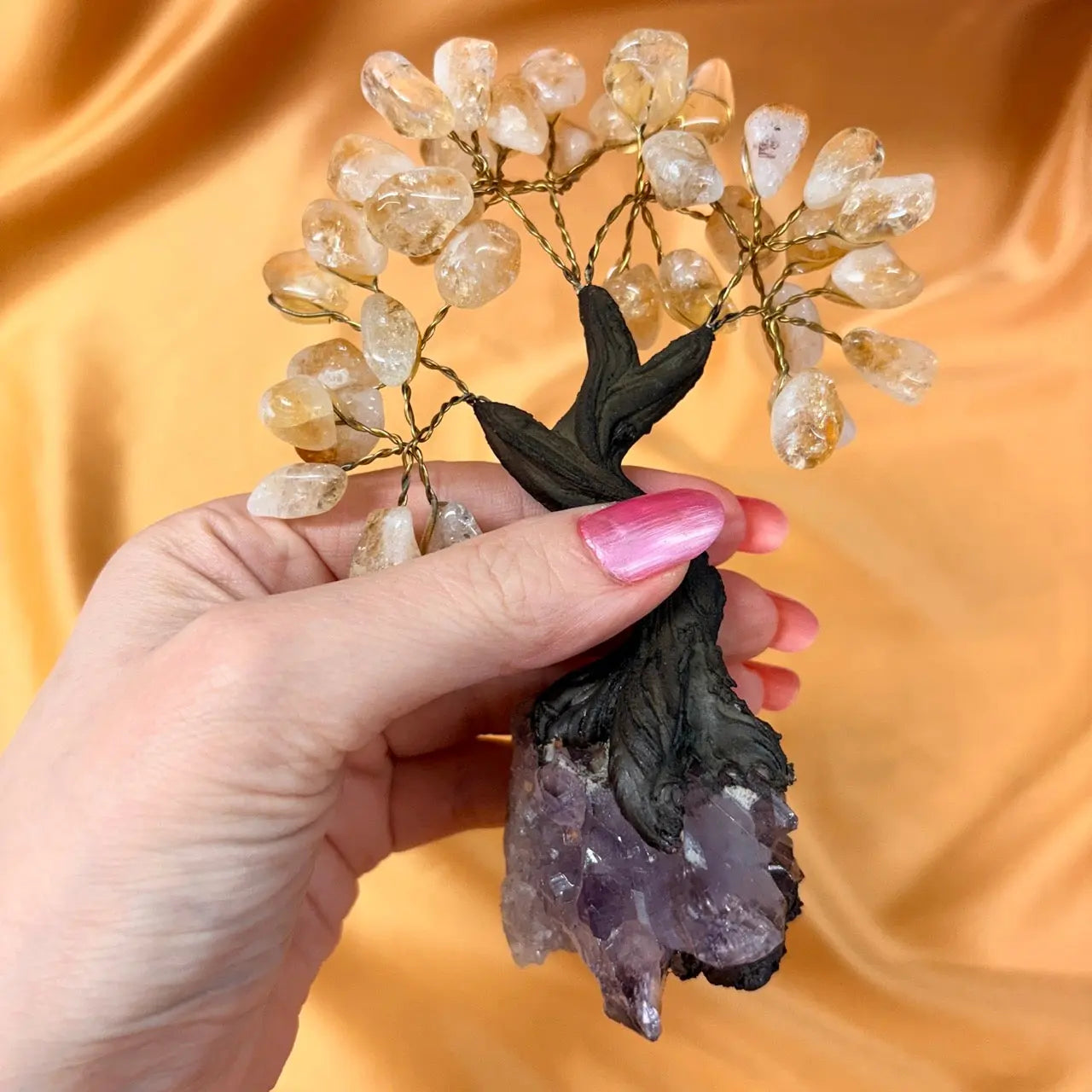 Kristallipuu - Sitriini - Ametisti 14,5cm - 020