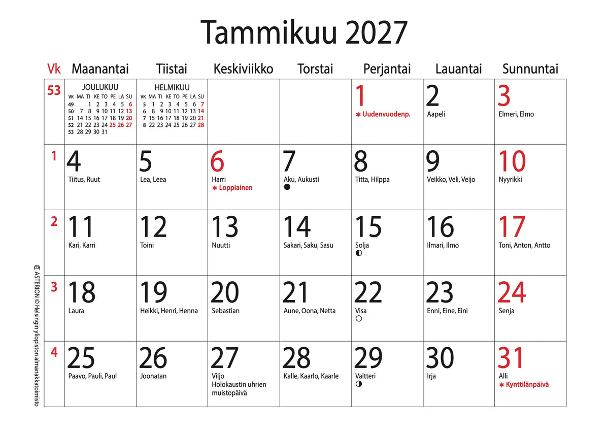 Valokalenteri 2027