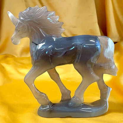 Akaatti - Kristalliyksisarvinen Lumina 300g - 12cm - Valkoisen Liekin Voima